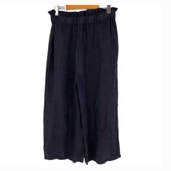 Viola Borghi Linen Pants Baggy Wide leg Parachute Cropped Paper Waist Pockets S - Picture 3 of 16